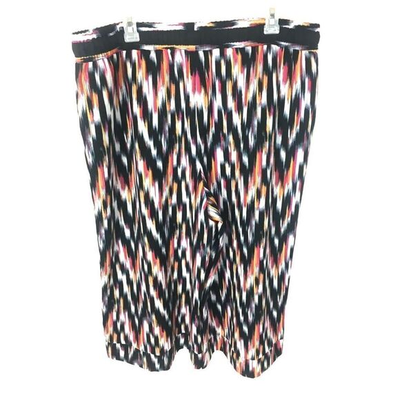 NY Collection Multi Color Printed Drawstring Capri Lounge Pants Stretch XL - Picture 2 of 5